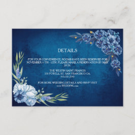 Blue Elegant floral summer wedding Begleitkarte
