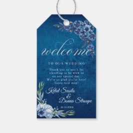 Blue Elegant floral summer wedding Geschenkanhänger