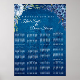 Blue Elegant floral summer wedding seating chart Poster