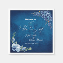Blue Elegant floral summer wedding Serviette