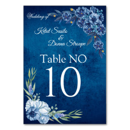 Blue Elegant floral summer wedding Tischnummer
