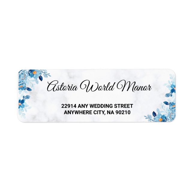 Blue Elegant flower summer wedding return address (Vorne)