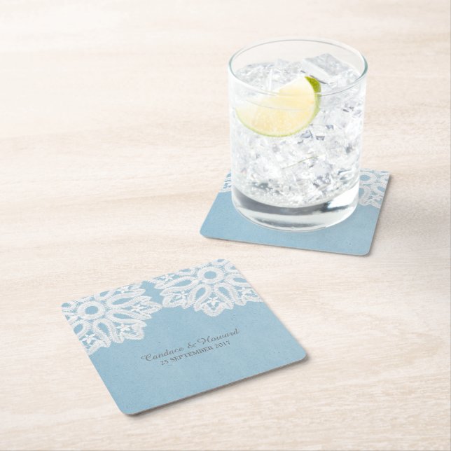 Blue Elegant Lace Paper Untersetzer (Vor Ort)