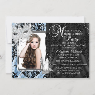 Blue Elegant Maske & Heelse Masquerade Foto Sweet1 Einladung