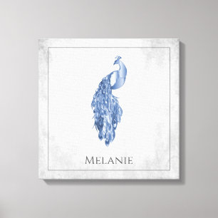 Blue Elegant Peacock Canvas Print Leinwanddruck