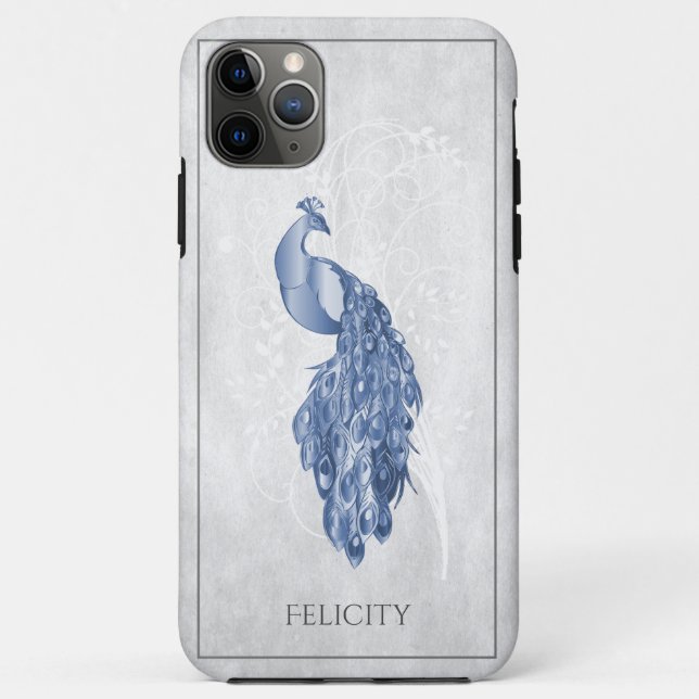 Blue Elegant Peacock Case-Mate iPhone Case (Rückseite)