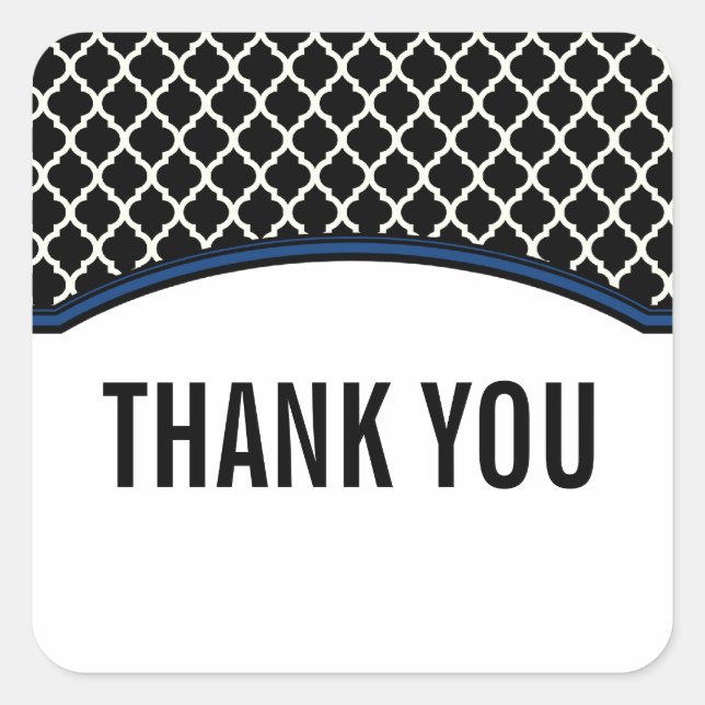 Blue Elegant Quatrefolie Danke Stickers (Vorderseite)