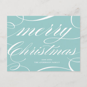Blue Elegant Script Blühe Frohe Weihnachten