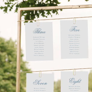 Blue Elegant Seating Chart Card Klassisches Skript Einladung