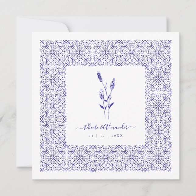 Blue Elegant Sophisticated Wedding Lace Wildflower (Vorderseite)