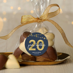 Blue Elegant Strings of Lights 20 Jahre Runder Aufkleber