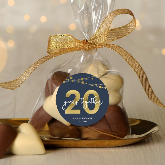 Blue Elegant Strings of Lights 20 Jahre Runder Aufkleber (Von Creator hochgeladen)