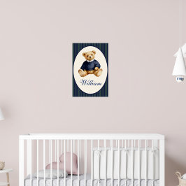 Blue Elegant Teddy Bear Poster