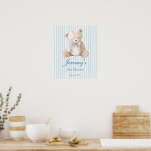 Blue Elegant Teddy Bear Sticker