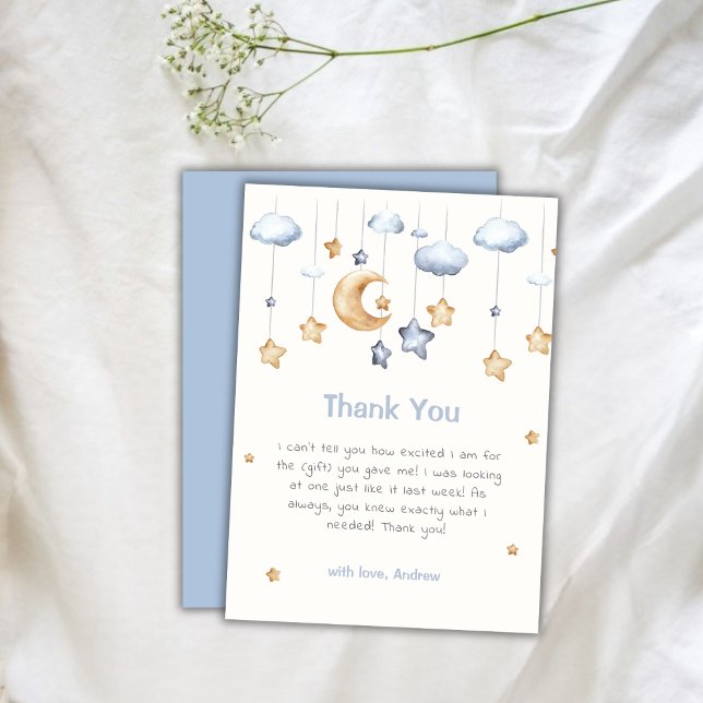 Blue Elegant Twinkle Twinkle Baby Dusche Dankeskarte (Blue Elegant Twinkle Twinkle Baby Shower Thank You Card)