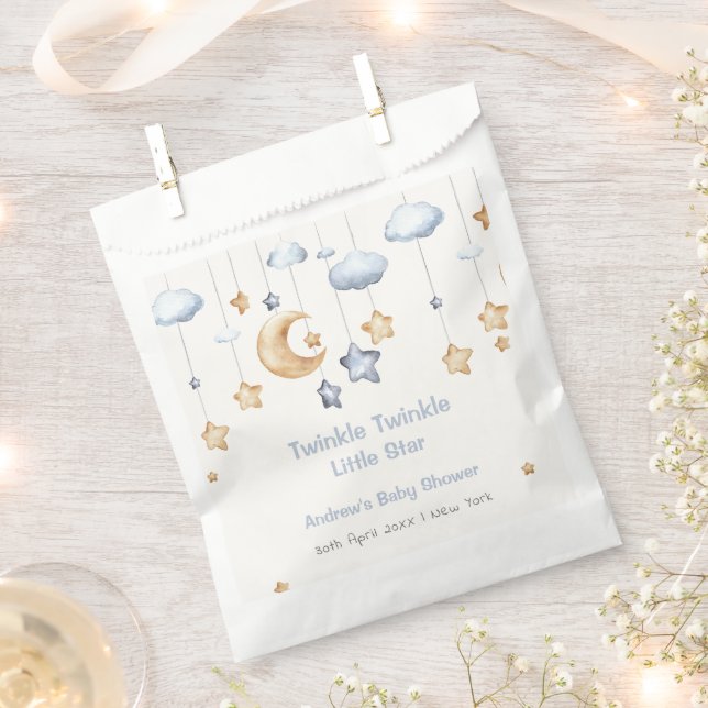 Blue Elegant Twinkle Twinkle Baby Dusche Geschenktütchen (Ausgeschnitten)