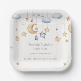 Blue Elegant Twinkle Twinkle Baby Dusche Pappteller
