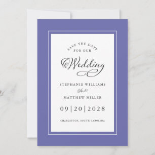Blue Elegant Wedding Chic Script Border Save The Date