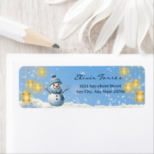Blue Elegant Whimsical Winter Snowman Baby Dusche