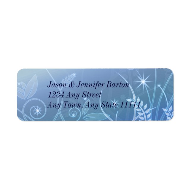 Blue Elegante Address Labels mit Sternen (Vorne)