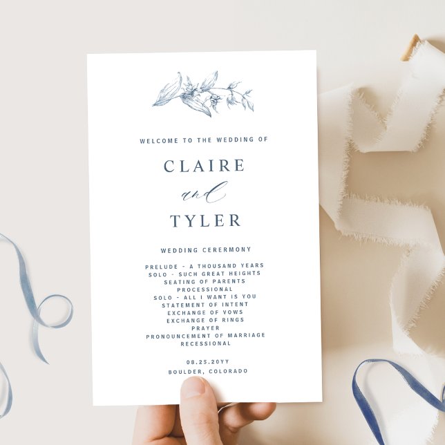Blue Elegante and Simple Wedding Program (Von Creator hochgeladen)