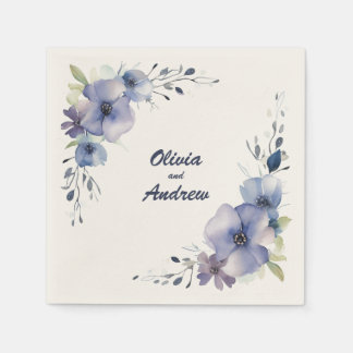Blue Elegante Blume: Personalisierte Hochzeiten vo Serviette