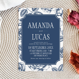 Blue Elegante Chinoiserie Hochzeit Einladung