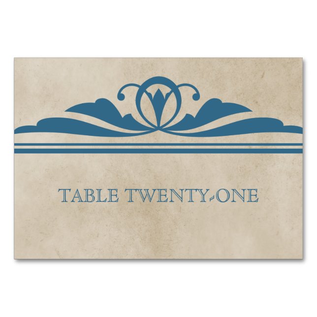 Blue Elegante Deko Table Card Tischnummer (Vorderseite)