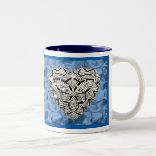 Blue Elegante Designer Herzliche Tasse (Rechts)