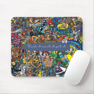 Blue Elegante Doodle Motivierend Zitat Mousepad