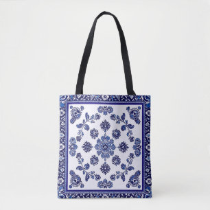 Blue Elegante Floral Tote Bag   Stilvoll und viels