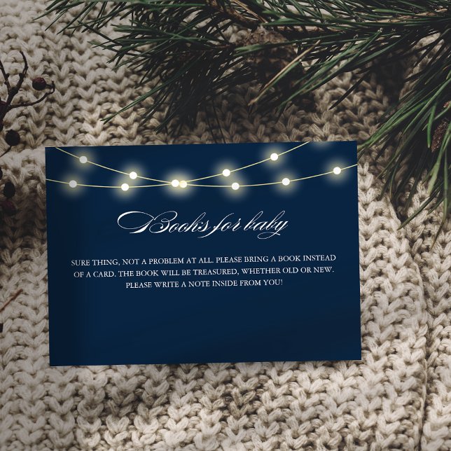 Blue Elegante Minimalistische Babyduschbücher für  Begleitkarte (Von Creator hochgeladen)