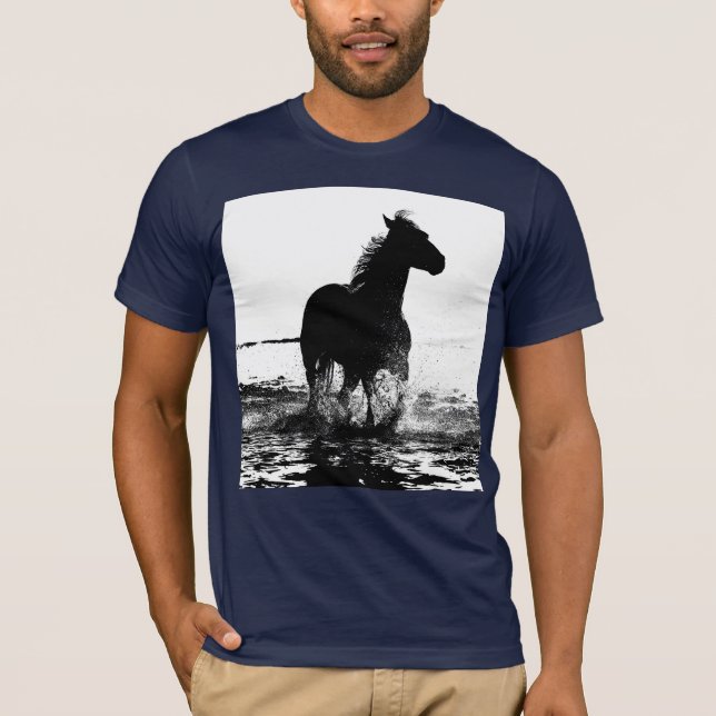 Blue Elegante Modernes Reiten Pop Kunst, Dichtung  T-Shirt (Vorderseite)