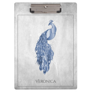 Blue Elegante Peacock Clipboard Klemmbrett