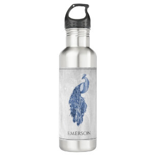 Blue Elegante Peacock Personalisiert Edelstahlflasche