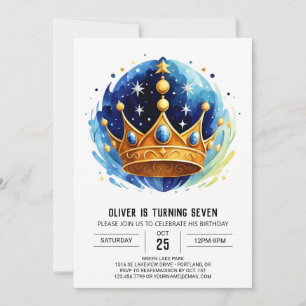 Blue Elegante Prince Crown Geburtstag Einladung