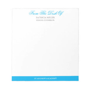 Blue Elegante Script Note from School Counselor Notizblock