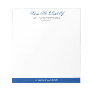 Blue Elegante Script Note from School Principal Notizblock