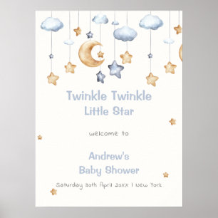 Blue Elegante Twinkle Twinkle Baby Dusche Empfang Poster