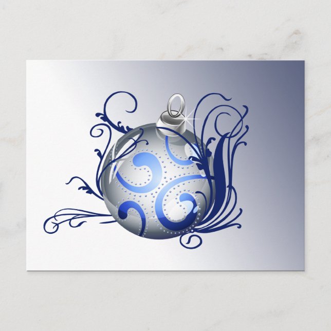Blue elegante Weihnachtsgrüße PostCards Feiertagspostkarte (Vorderseite)