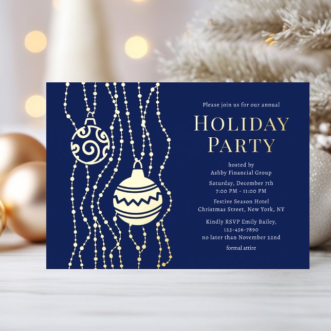 Blue Elegantes Weihnachts-Party Corporate Holiday Folieneinladung (Von Creator hochgeladen)