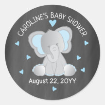 Blue Elephant auf Chalkboard Baby Shower Sticker