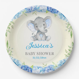 Blue Elephant Baby Boy Dusche Little Peanut Party Pappteller