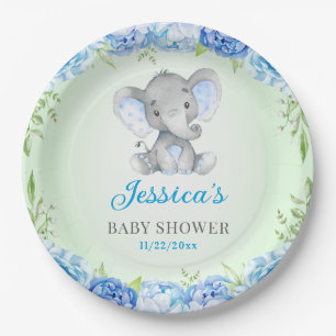 Blue Elephant Baby Boy Dusche Little Peanut Party Pappteller