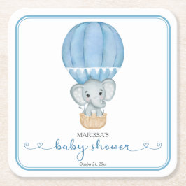 Blue Elephant Baby Boy Dusche Rechteckiger Pappuntersetzer