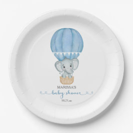 Blue Elephant Baby Boy Shower Paper Plate Pappteller