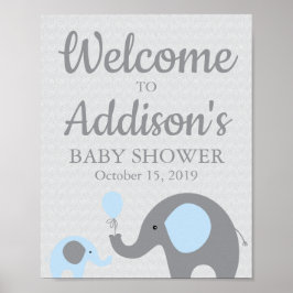Blue Elephant Baby Dusche Begrüßungszeichen Plakat