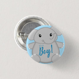 Blue Elephant Baby Dusche Button