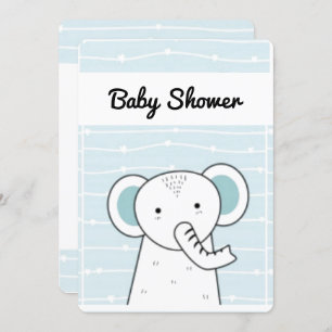 Blue Elephant Baby Dusche Einladung
