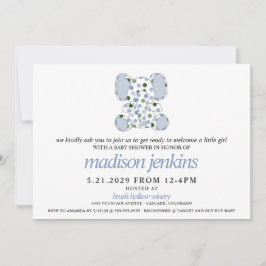 Blue Elephant Baby Dusche Einladung